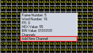 If a word in the major frame is not defined as a parameter select the Add New Channel If a word in the major frame is not defined as a parameter select the Add New Channel