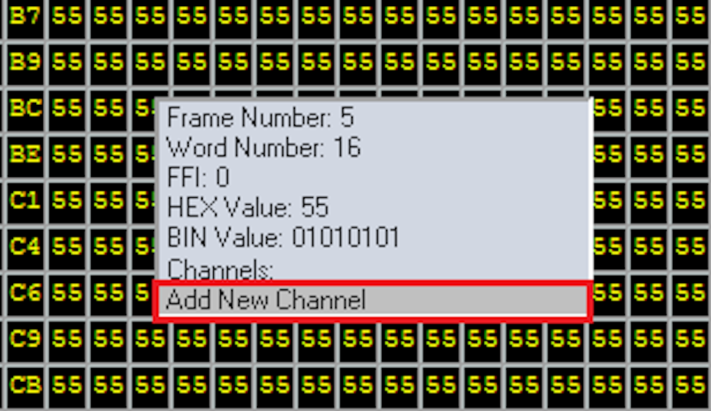 If a word in the major frame is not defined as a parameter select the Add New Channel