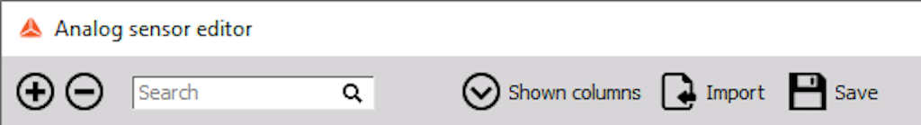 Options in Analog sensor editor
