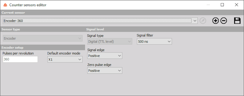 Counter sensors editor