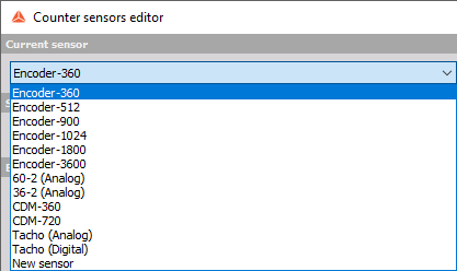 Counter sensor drop-down list Counter sensor drop-down list