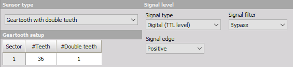 Geartooth with double teeth sensor settings