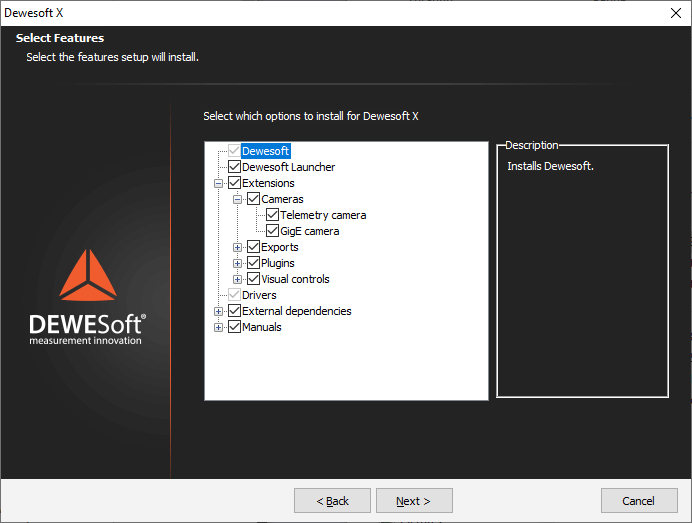 In case you did not find the GigE camera in standard devices settings, run Dewesoft installer and modify Dewesoft In case you did not find the GigE camera in standard devices settings, run Dewesoft installer and modify Dewesoft