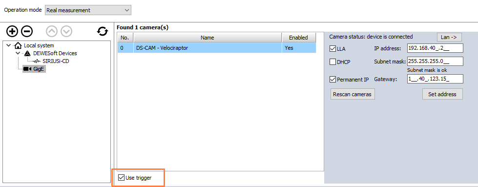 Enable Use trigger checkbox Enable Use trigger checkbox