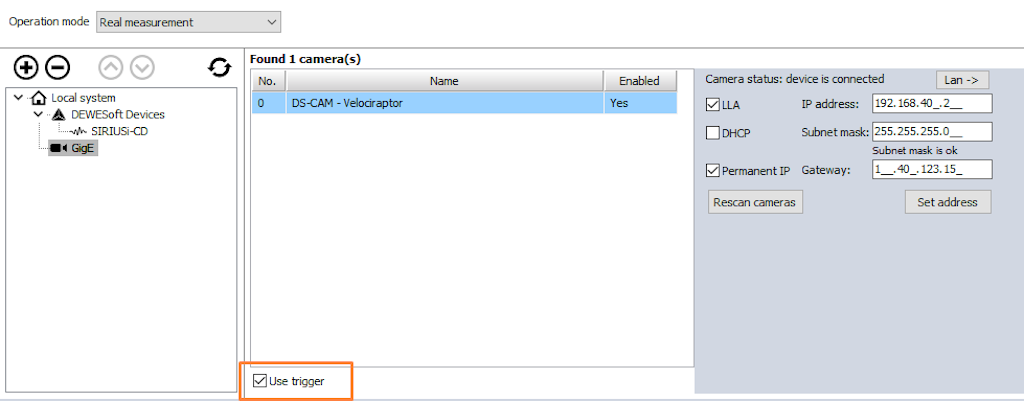 Enable Use trigger checkbox
