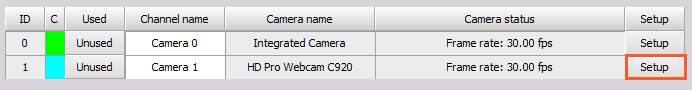 Camera setup Camera setup