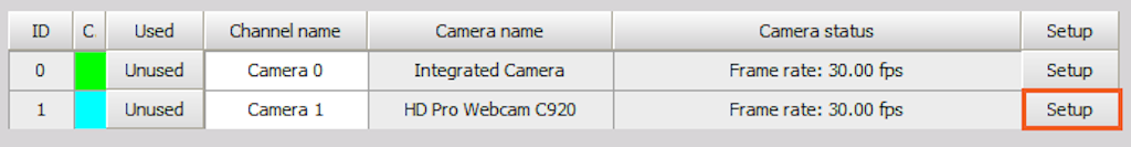 Camera setup
