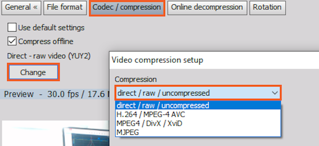 You can change Codec/compression