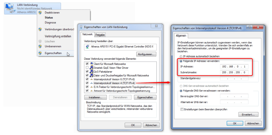 Network connection settings Network connection settings