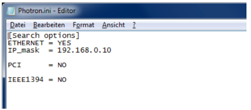 Photron.ini file Photron.ini file