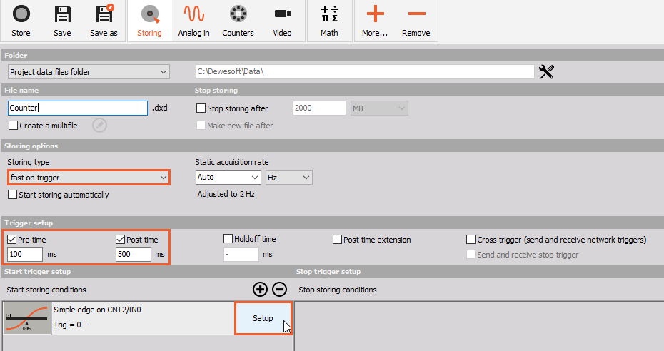 Set storing type on fast on trigger Set storing type on fast on trigger