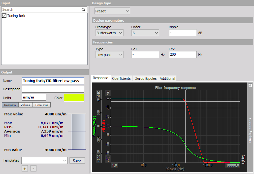 Low-pass filter in Dewesoft