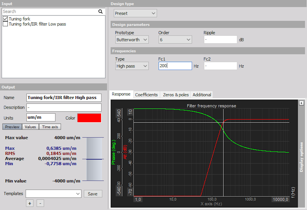 High-pass filter in Dewesoft