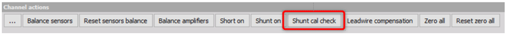 Channel actions for Shunt-Cal check