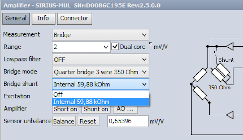 Settings for the sensor connected to MULTI module