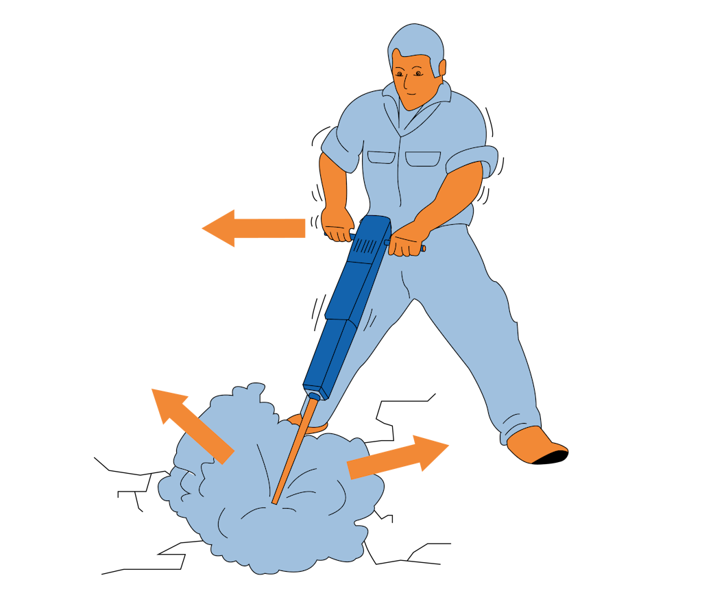 Vibrations caused by a drilling machine
