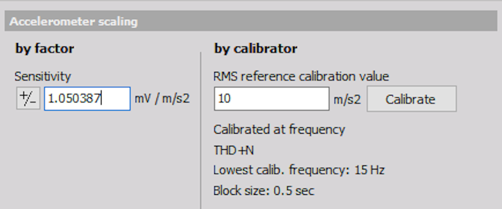 Sensitivity of the accelerometer