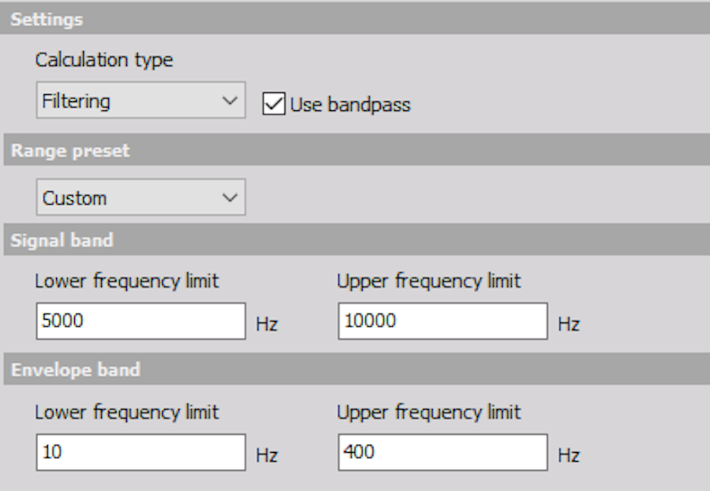 Settings in the Envelope detection math