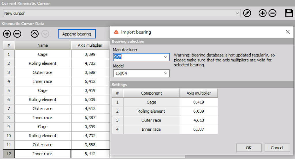 Kinematic cursor editor