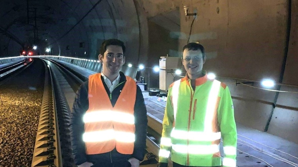Figure 9. Philip Leonhardt from the Institute of Thermodynamics and Sustainable Propulsion Systems at Graz University of Technology (to the right) and I in the tunnel.
