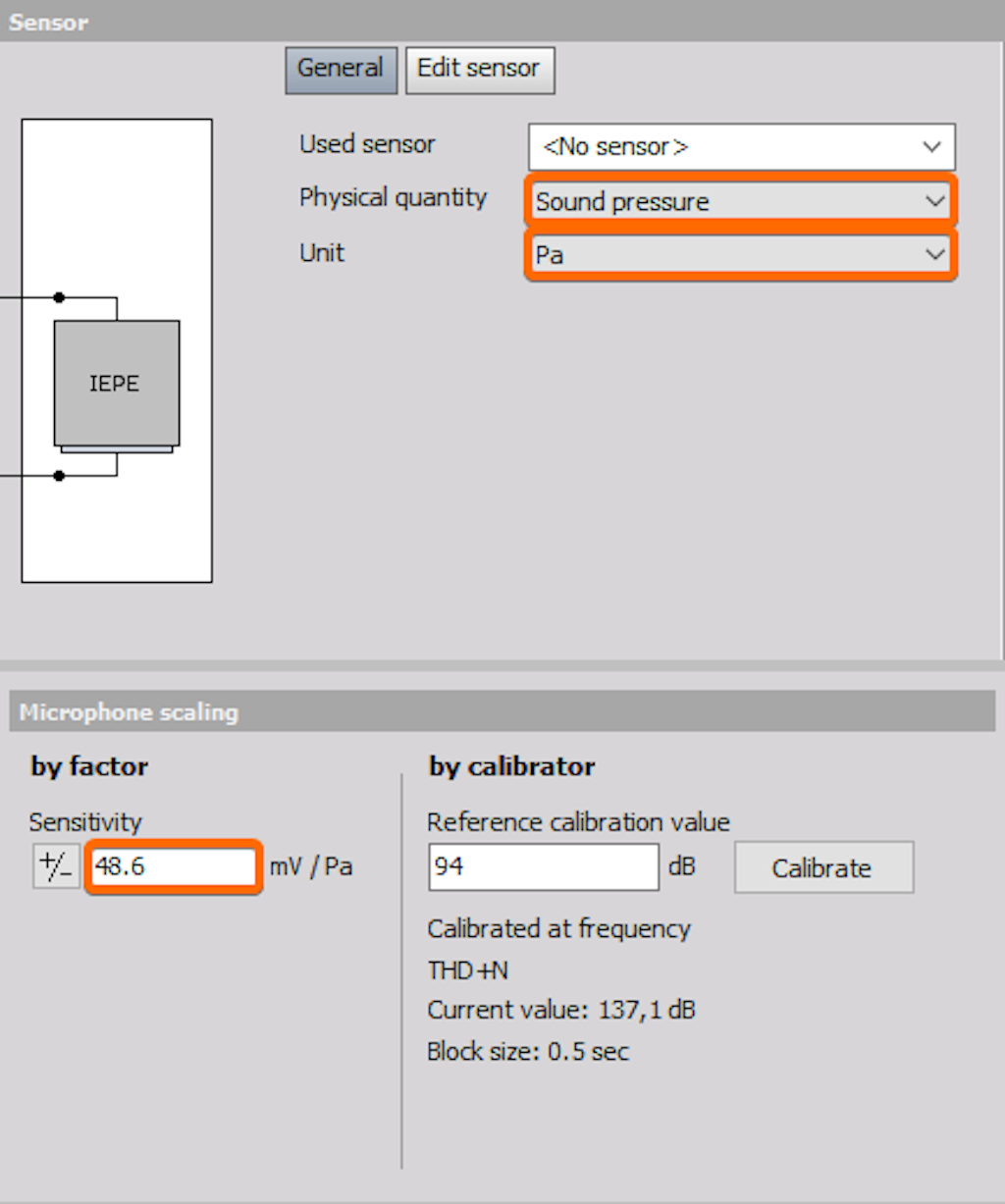 Entering the sensitivity value from the calibration certificate
