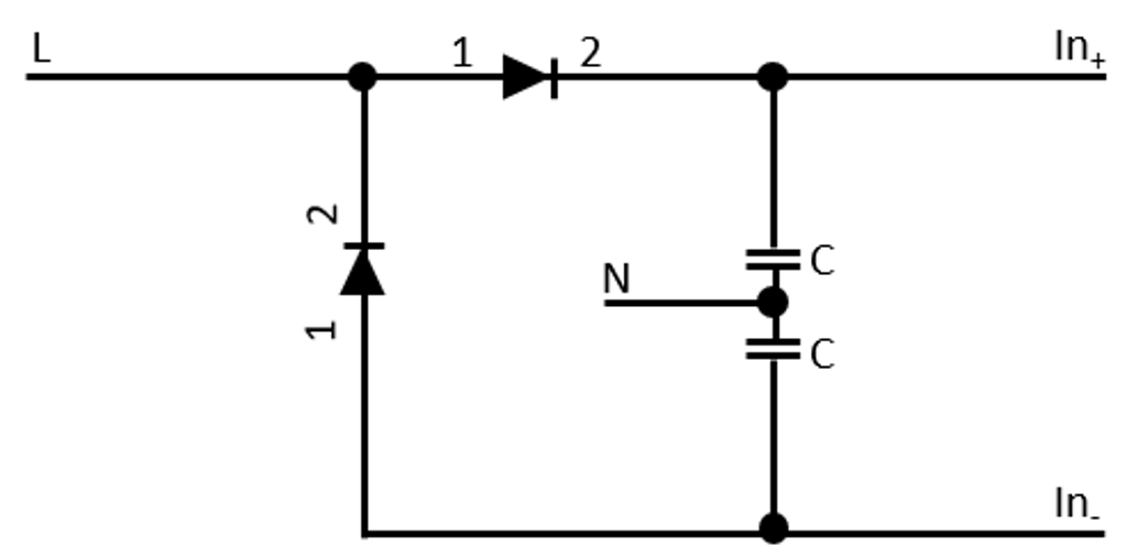 Schematic illustration of a simple voltage measurement on a discharging capacitor