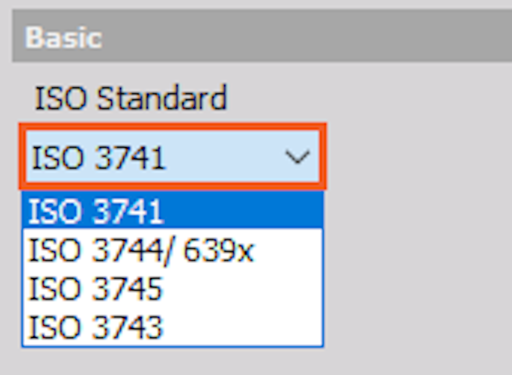 Select appropriate measuring standard