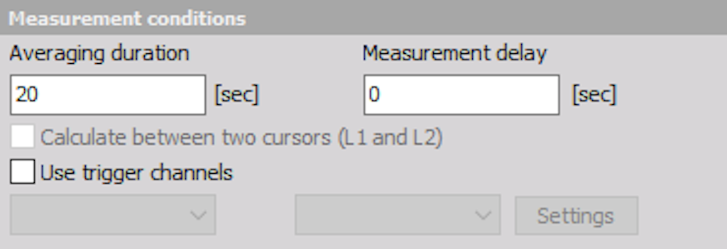 Measurement conditions definition