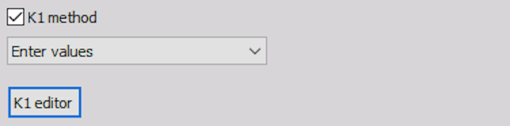 Enter values option provides you the K1 editor