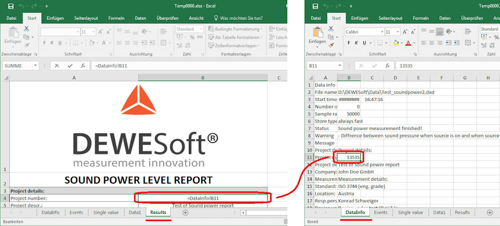 Result sheet is linked to the other pages