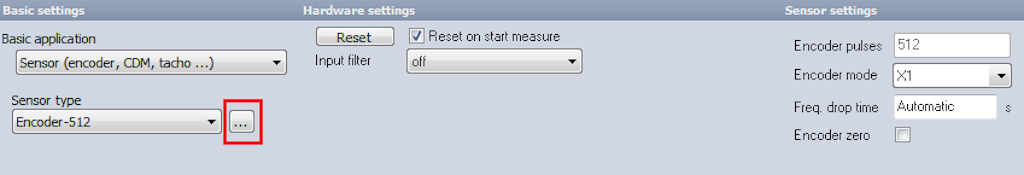 For RPM measurements choose Sensor as a Basic application and then select the right Sensor type