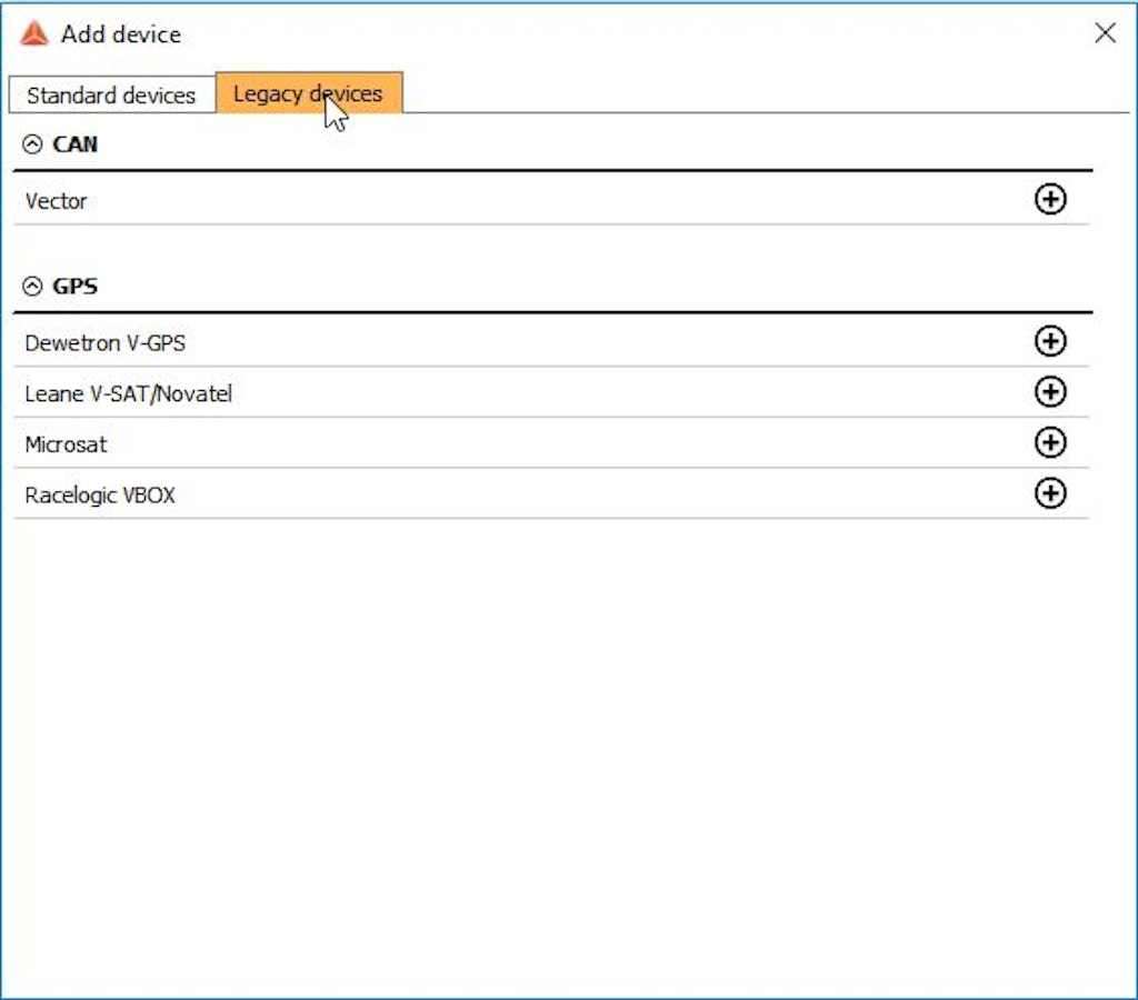 Adding a legacy device in Dewesoft X