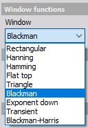 Possible time window functions in Dewesoft Possible time window functions in Dewesoft