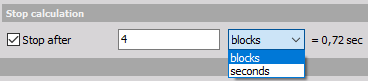 Stop calculation settings Stop calculation settings