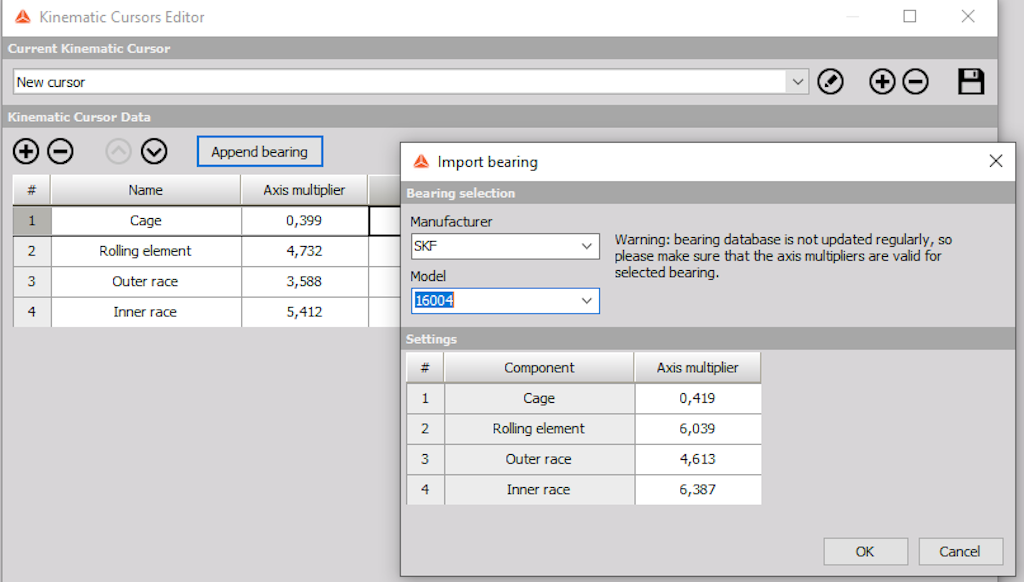 Kinematic cursor setup