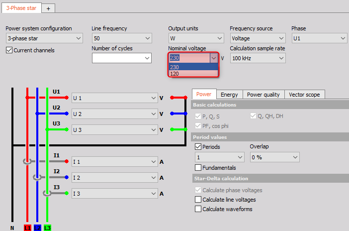 Nominal voltage selection in the power module Nominal voltage selection in the power module