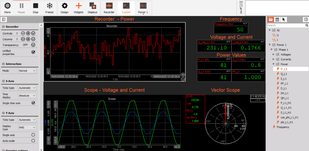 Single phase measurement screen Single phase measurement screen