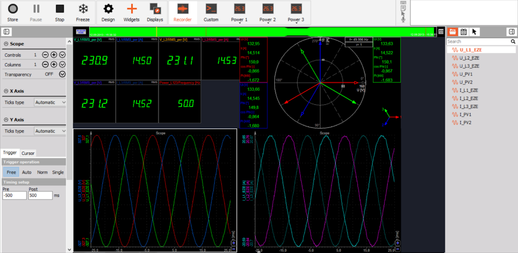 3-Phase delta measurement screen 3-Phase delta measurement screen