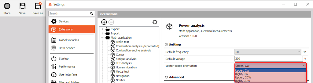 Changing the orientation of the vectorscope in Dewesoft X Changing the orientation of the vectorscope in Dewesoft X