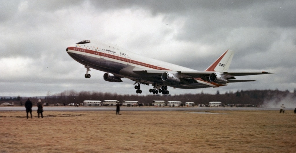 RA100 takes off for the first time. Photo courtesy of Boeing