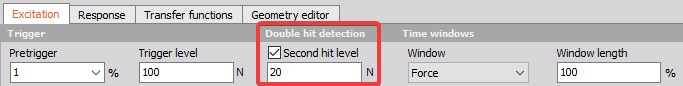 Double hit detection settings Double hit detection settings