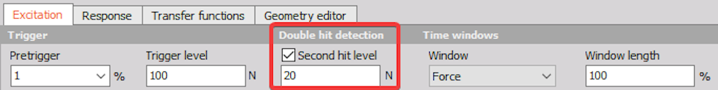 Double hit detection settings