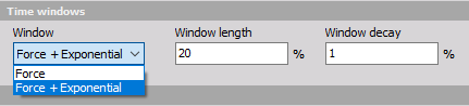 Window functions and their settings for triggered modal tests Window functions and their settings for triggered modal tests
