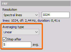 Settings for averaging hits Settings for averaging hits