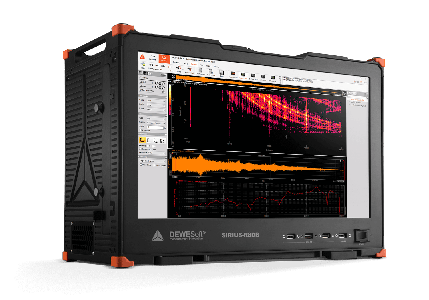 SIRIUS® R8DB | Sistema portátil de DAQ de canal alto