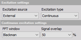 External Continuous shaker excitation settings External Continuous shaker excitation settings