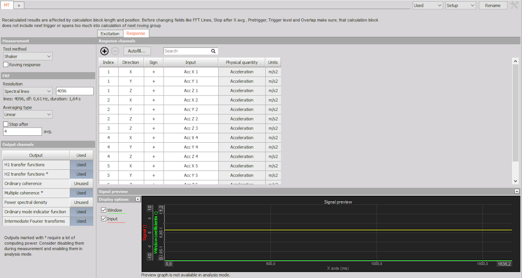 MIMO setup - response channels