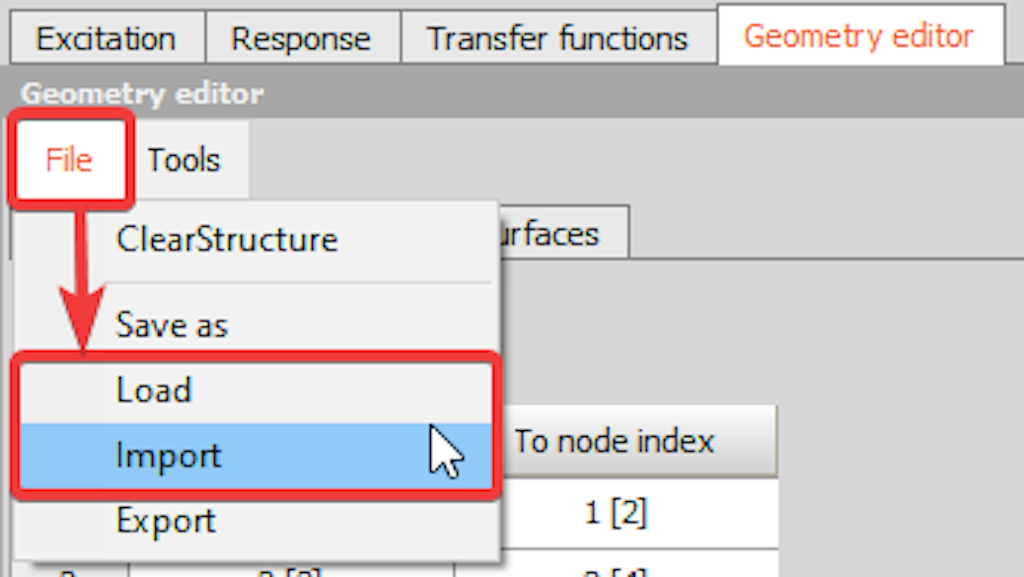 Importing a geometry to the Modal Test setup