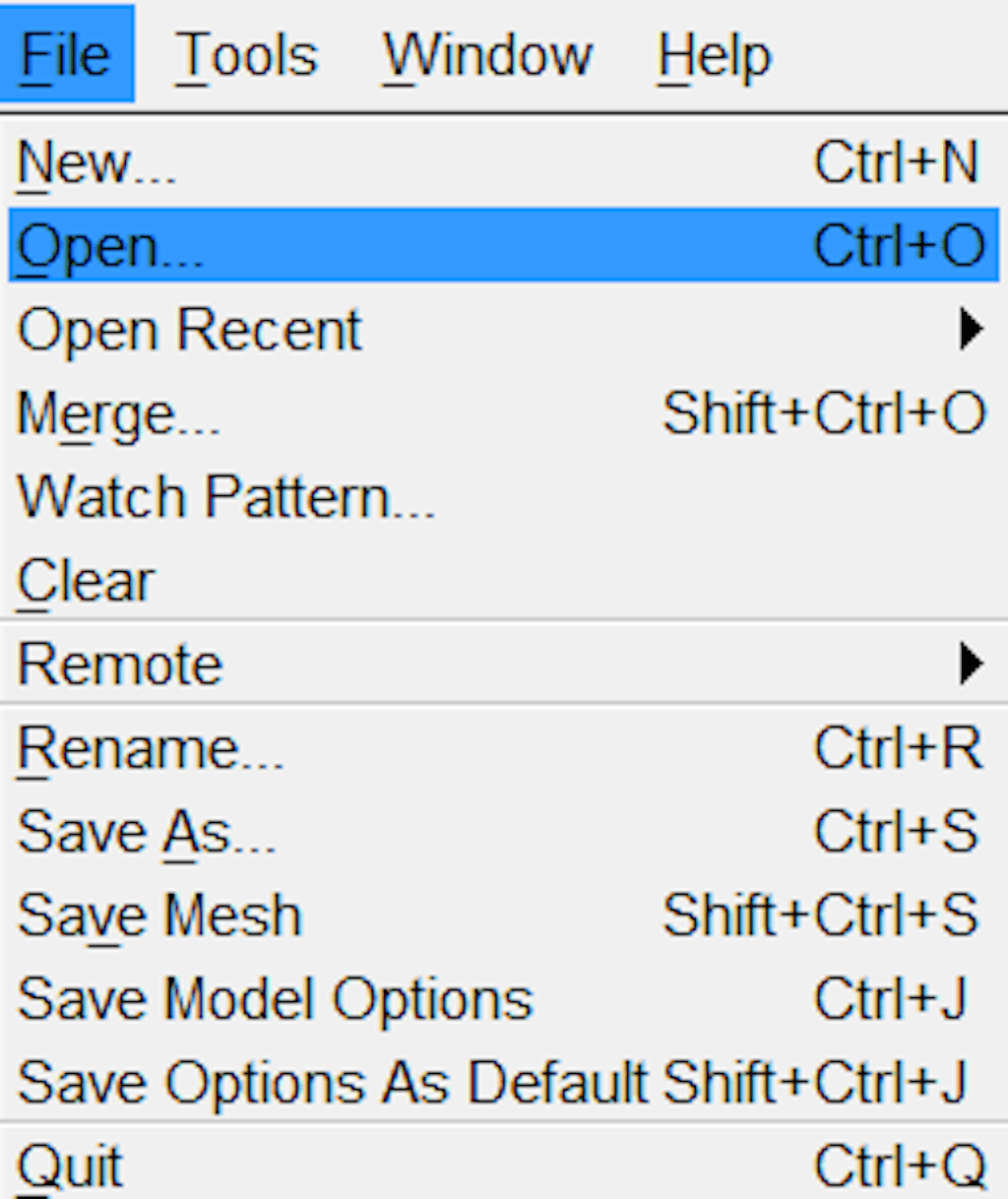 Opening STL file in the GMSH UNV converter software