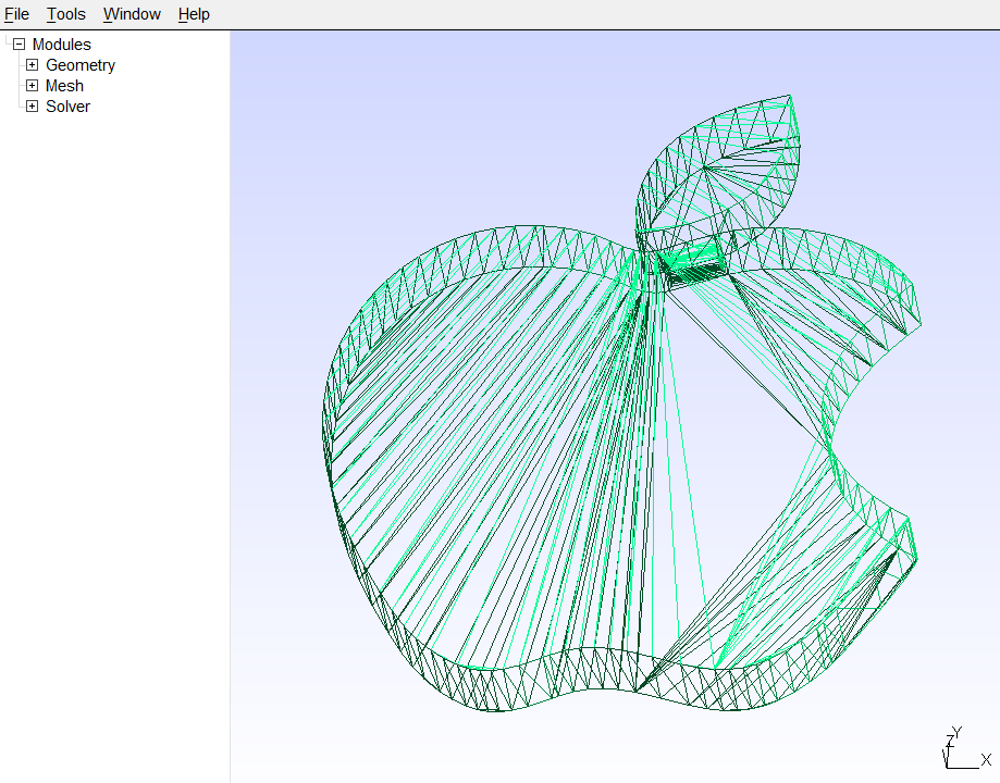 Geometry in the GMSH UNV converter software Geometry in the GMSH UNV converter software